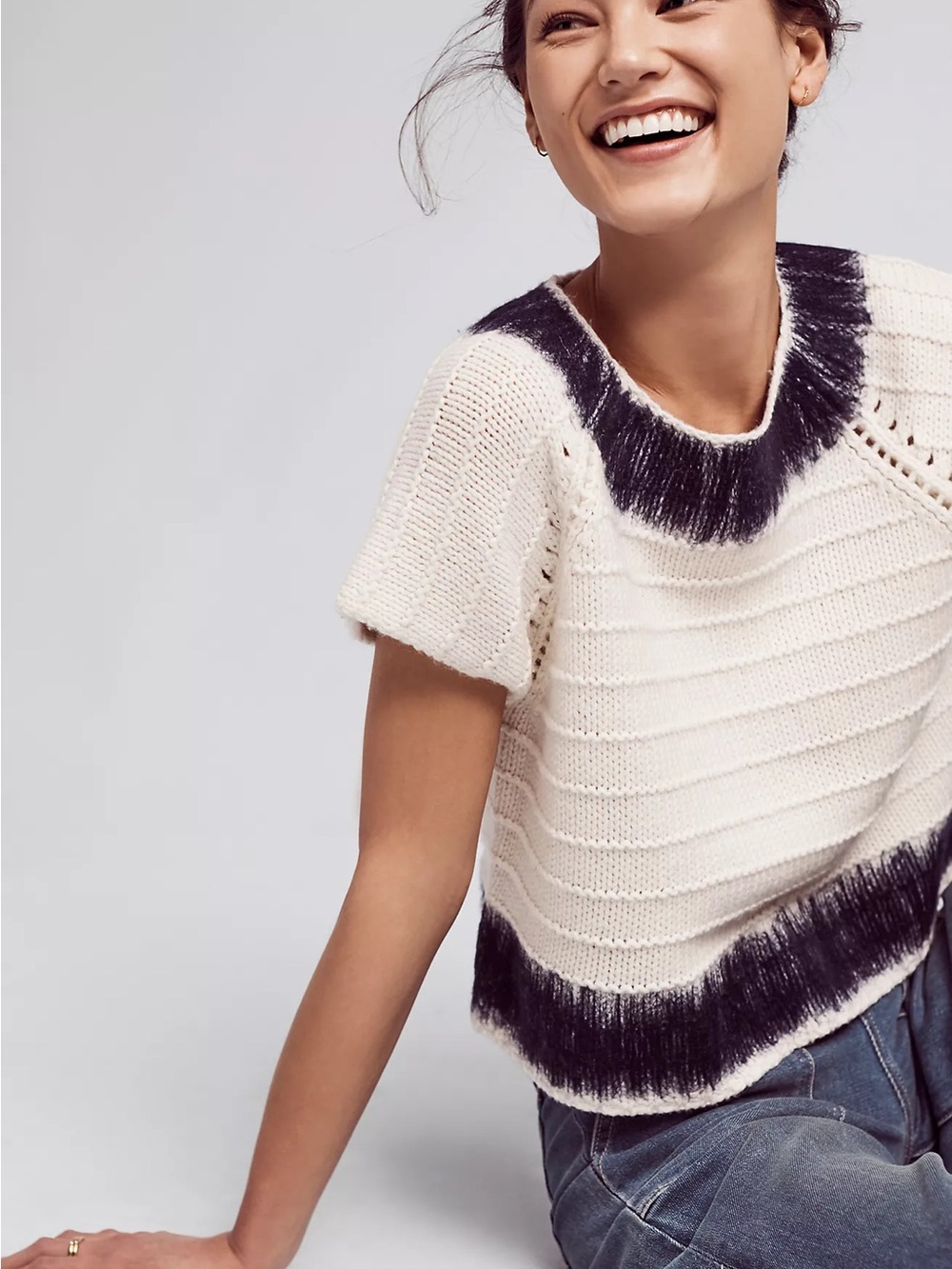 Field & Flower | Anthropologie | Feltwork Short Sleeve Sweater | Sz XS